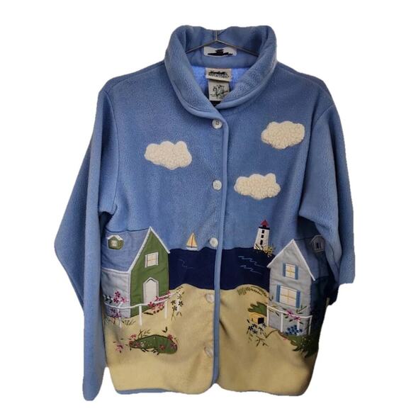 Vintage Northern Reflections Beach/Lighthouse Button Fleece Shirt Jacket S - Picture 6 of 13